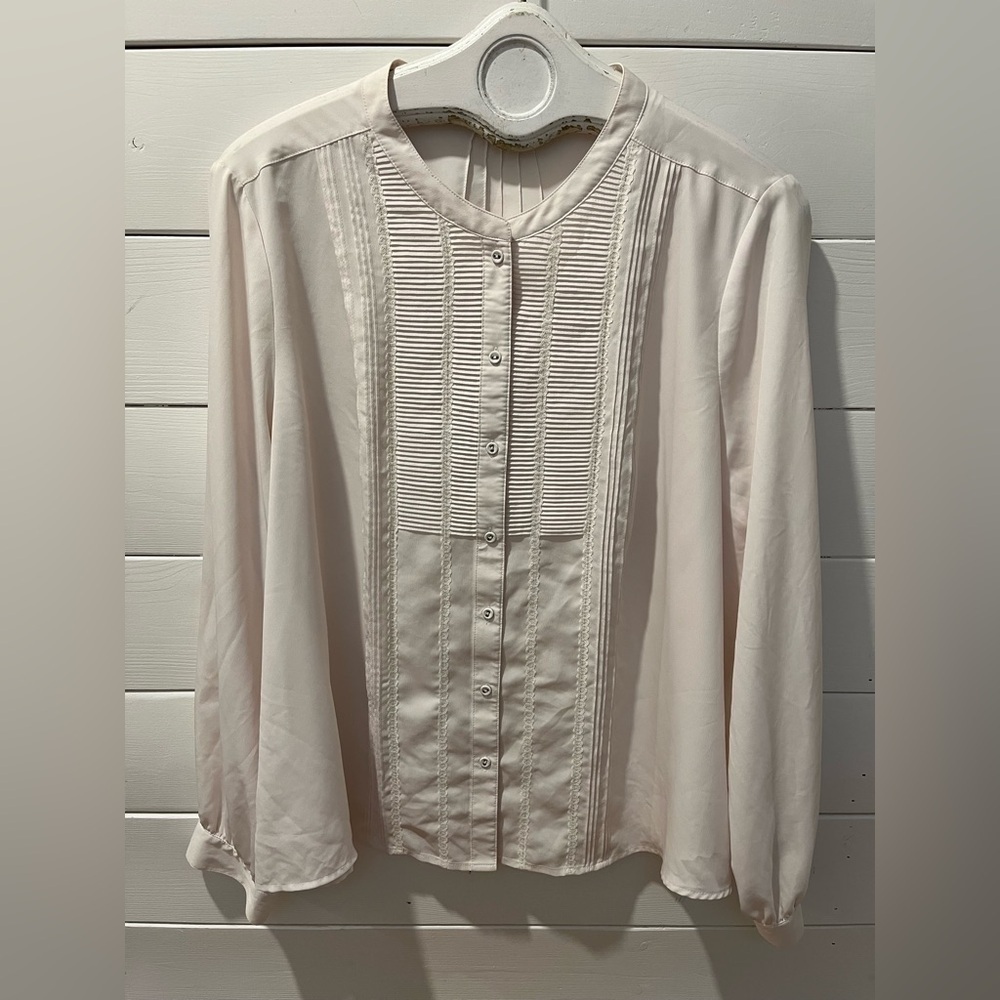 WINDSMOOR Pleated Front Blouse -beige - Size 20